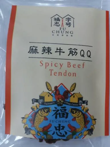 福忠字號 麻辣牛筋QQ  100g/包 外包裝