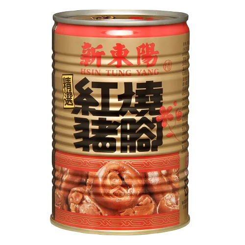 新東陽紅燒豬腳425G鐵罐 外包裝