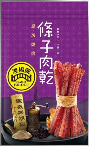 鐵板黑胡椒條子肉乾(全聯)－鋁箔平袋 外包裝
