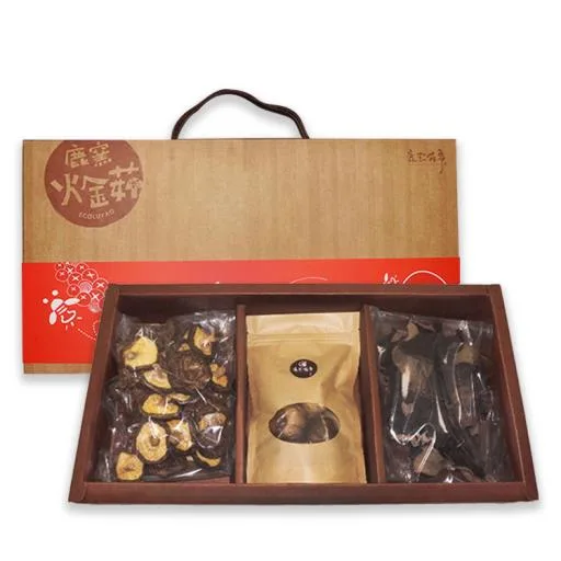 山珍回味禮盒 (有機乾冬菇(L) 55g/包、有機乾木耳 45g/包、雲林發酵黑蒜 50g/包) 外包裝