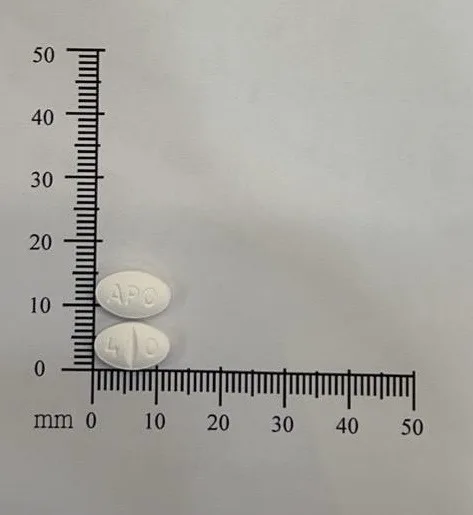 安保喜樂膜衣錠 40毫克外觀