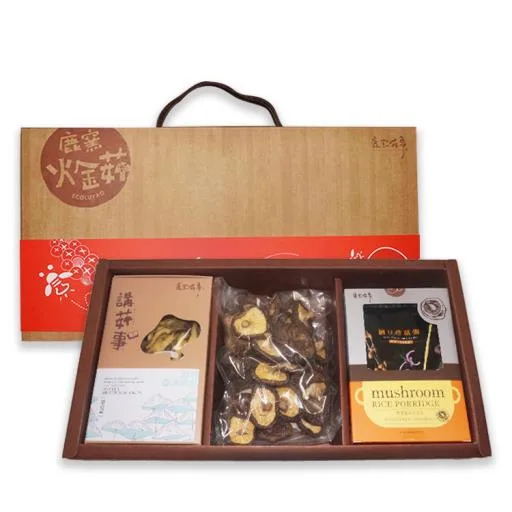 暢銷回味禮盒 (菇餅乾系列 5選1、有機乾冬菇(L) 55g/包、即食沖泡粥品系列 4選1) 外包裝