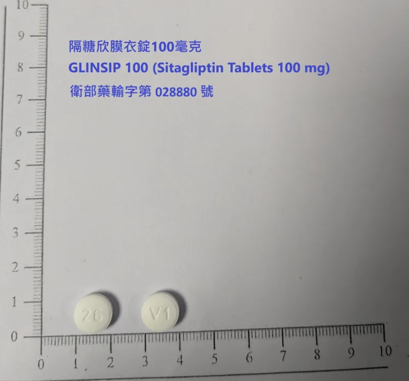 隔糖欣膜衣錠100毫克外觀