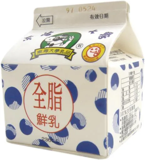 東海大學全脂鮮乳(236cc) 外包裝