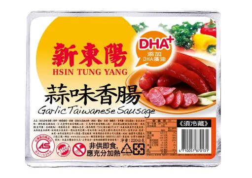 新東陽DHA蒜味香腸鋁箔220G 外包裝