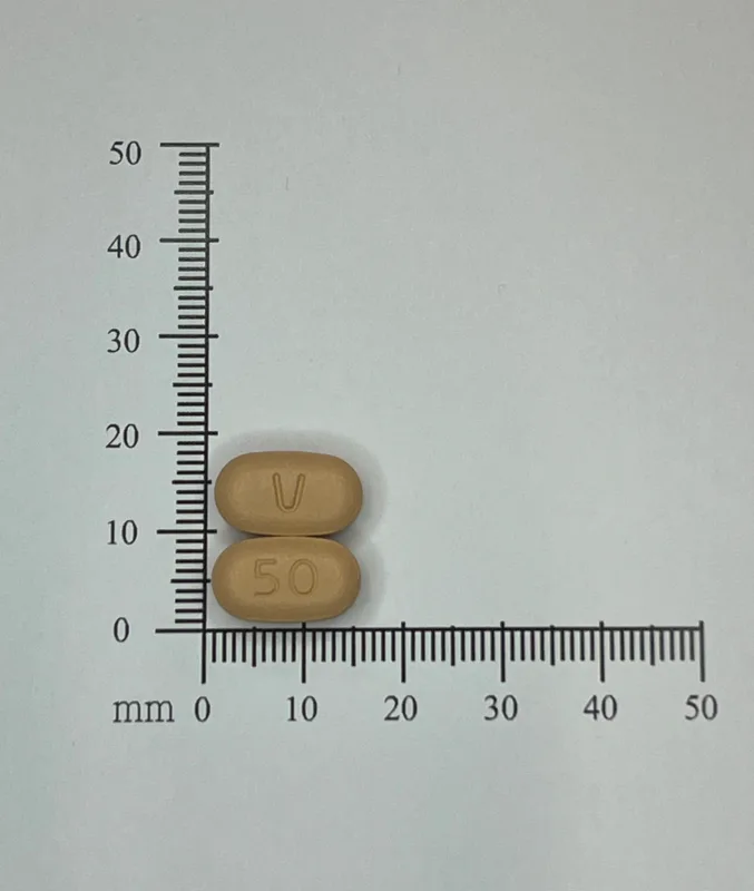 唯可來膜衣錠 50毫克外觀