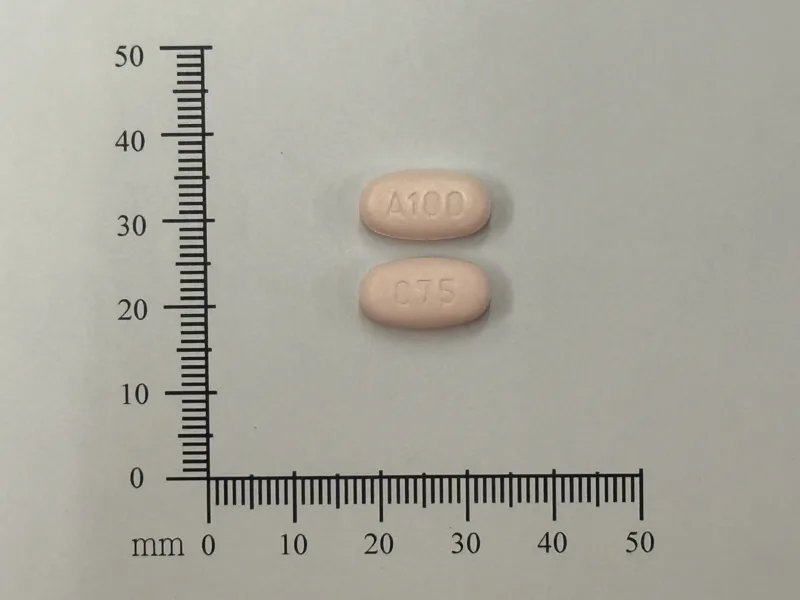 可保栓通膜衣錠75毫克/100毫克外觀