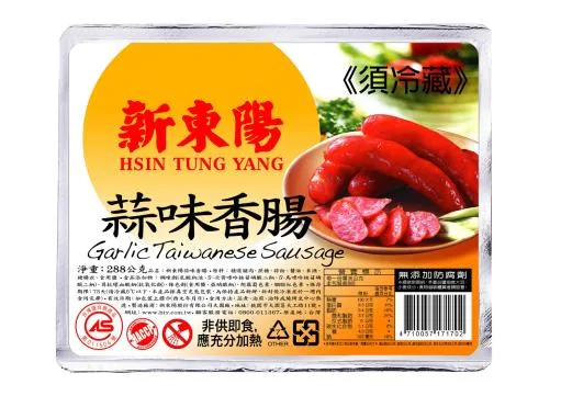 新東陽蒜味香腸鋁箔288G 外包裝