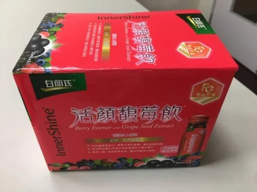 白蘭氏盈而賞活顏馥莓飲-6瓶裝 外包裝
