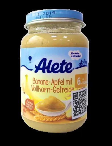 ALETE香蕉蘋果全穀物泥 外包裝