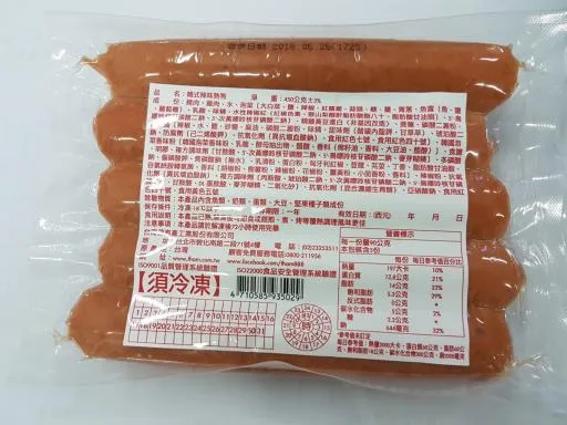49K韓式辣味熱狗450G 外包裝