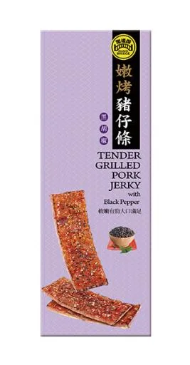 嫩烤黑胡椒豬仔條－三角盒(特販) 外包裝