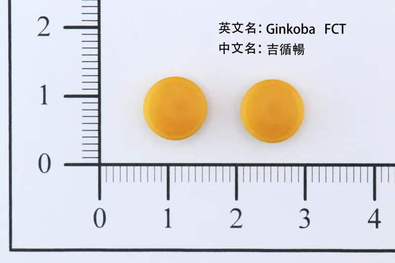 "皇佳" 吉循暢膜衣錠９．６公絲（銀杏葉類黃酮配醣體）外觀