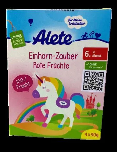 ALETE紅色綜合水果果泥–獨角獸包裝 外包裝