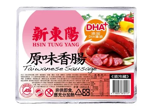 新東陽DHA原味香腸鋁箔 220G 外包裝