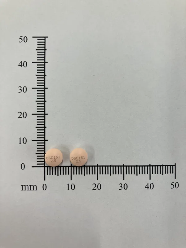 德力靜 膜衣錠 2.5毫克外觀