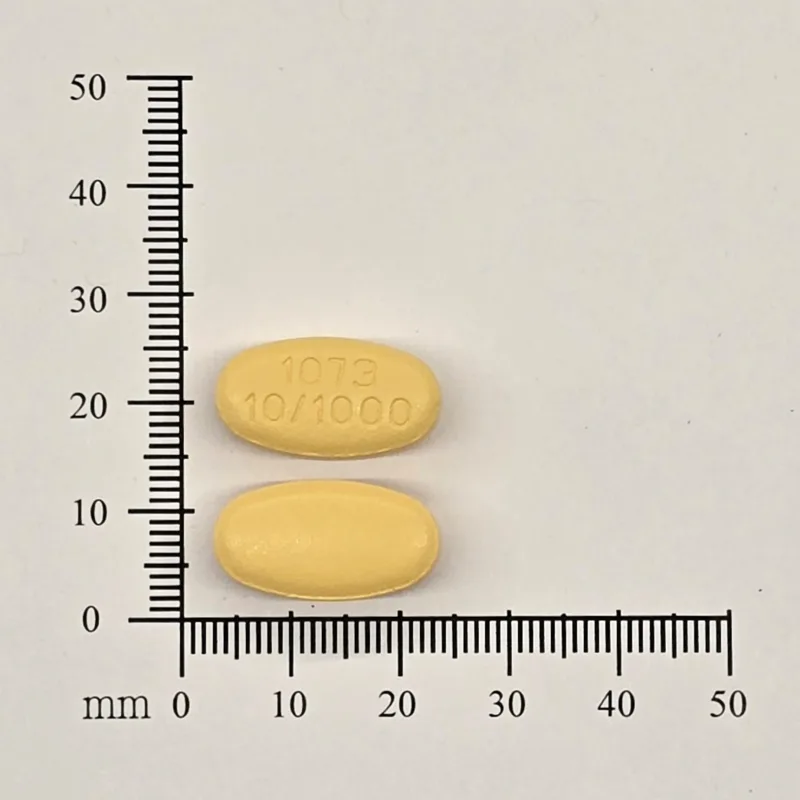 釋多糖持續性藥效膜衣錠10毫克/1000毫克外觀