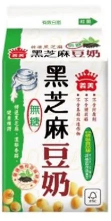 義美無糖黑芝麻豆奶 400ml 外包裝