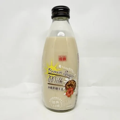 國農(玻)沖繩黑糖牛乳240ml(保久乳飲品) 外包裝