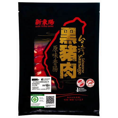 新東陽黑豬原味香腸600g 外包裝